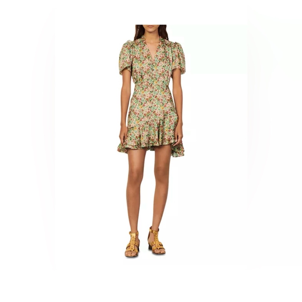 SANDRO Floral Green Dress EU 36 / UK 8 / US 2-4